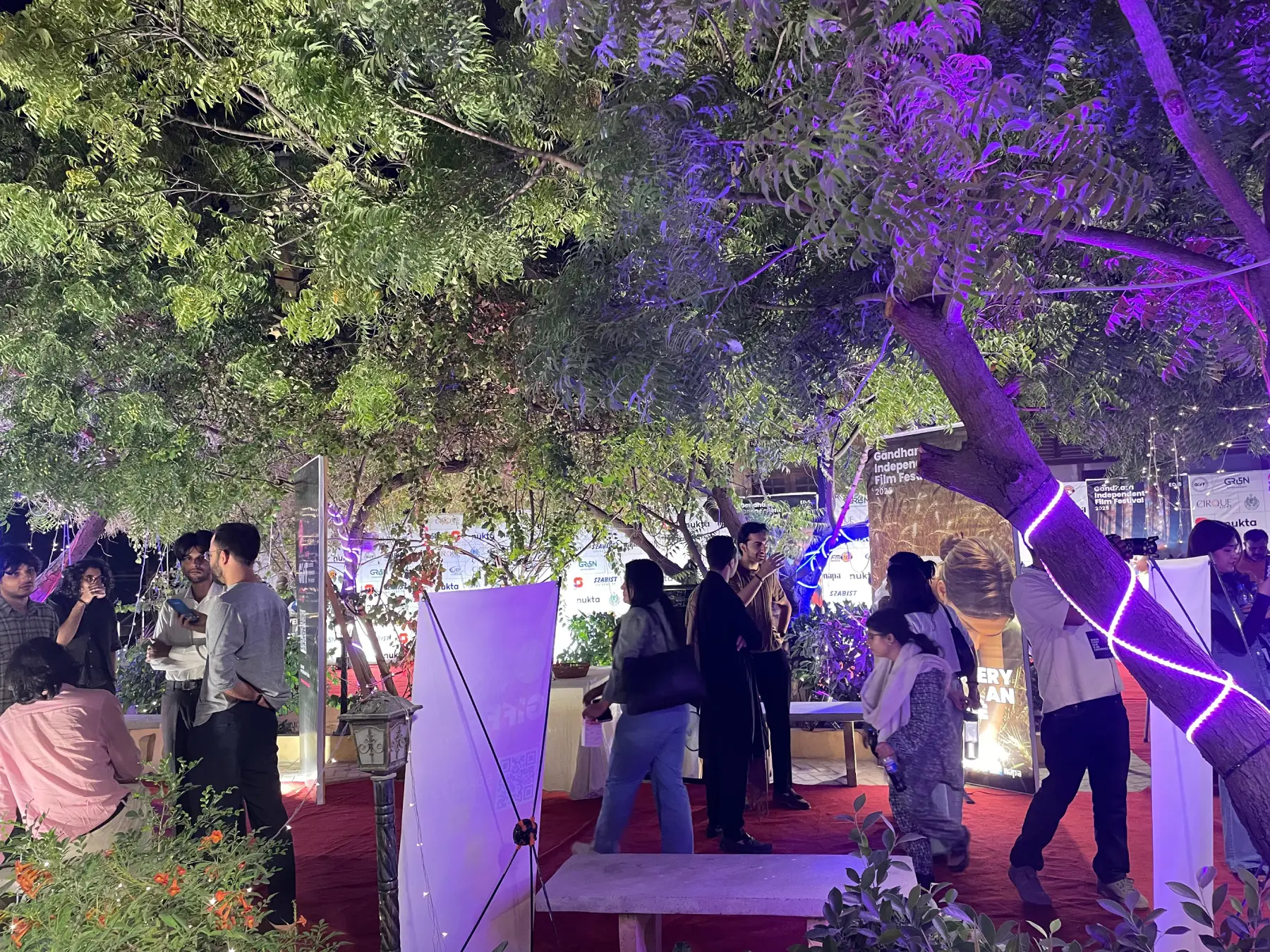 Audiences socialising between screenings at GIFF, NAPA Karachi