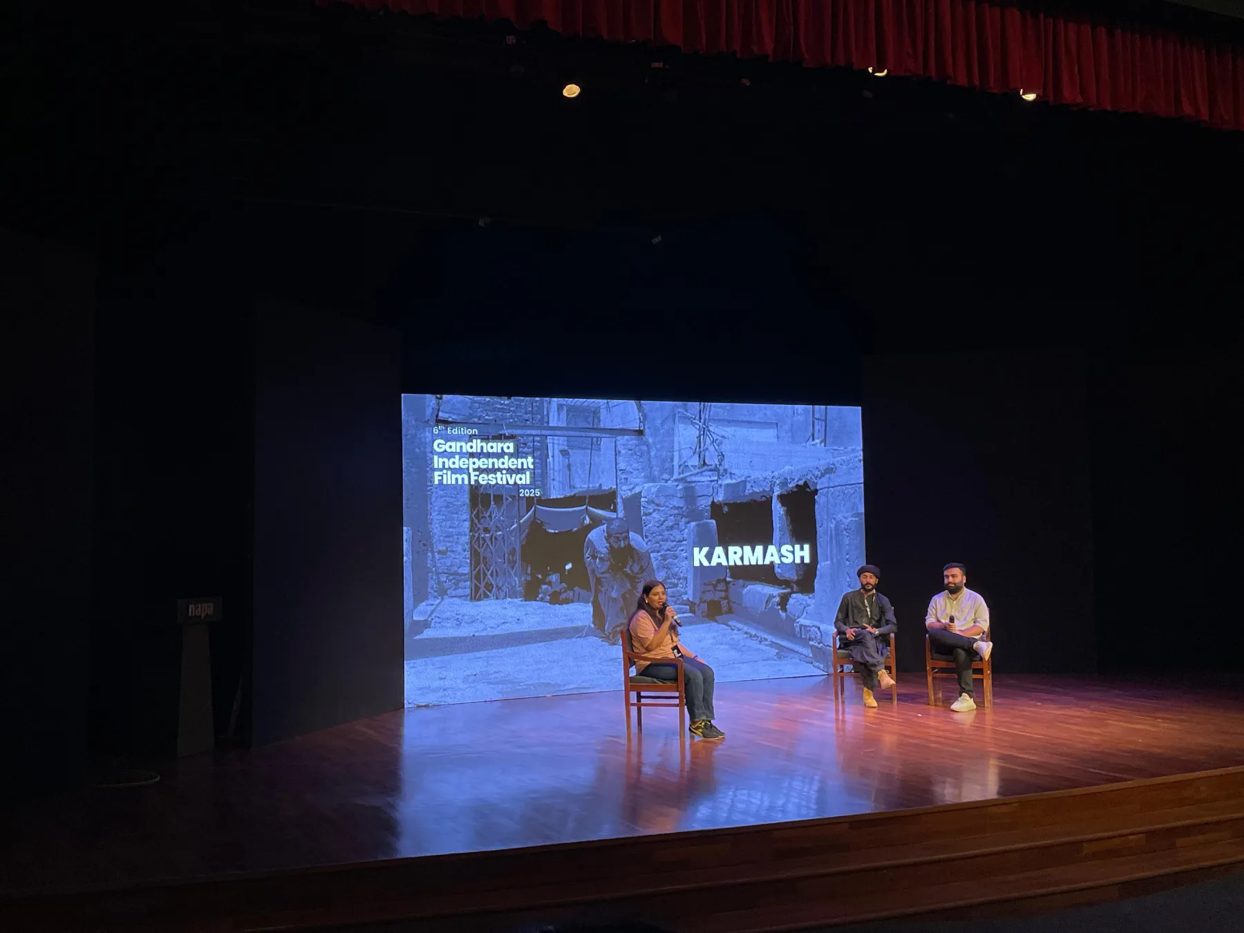 The Karmash team during a Q&A session at GIFF