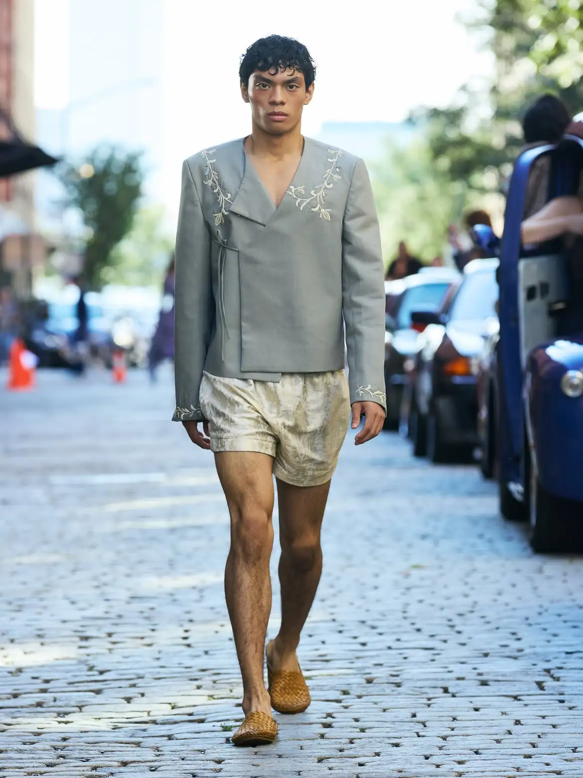 SS-27 THE OTHER AND I @nyfw LOOK 19Gabriel (@gabr1el.cecilio) wears the embellished jama over shorts