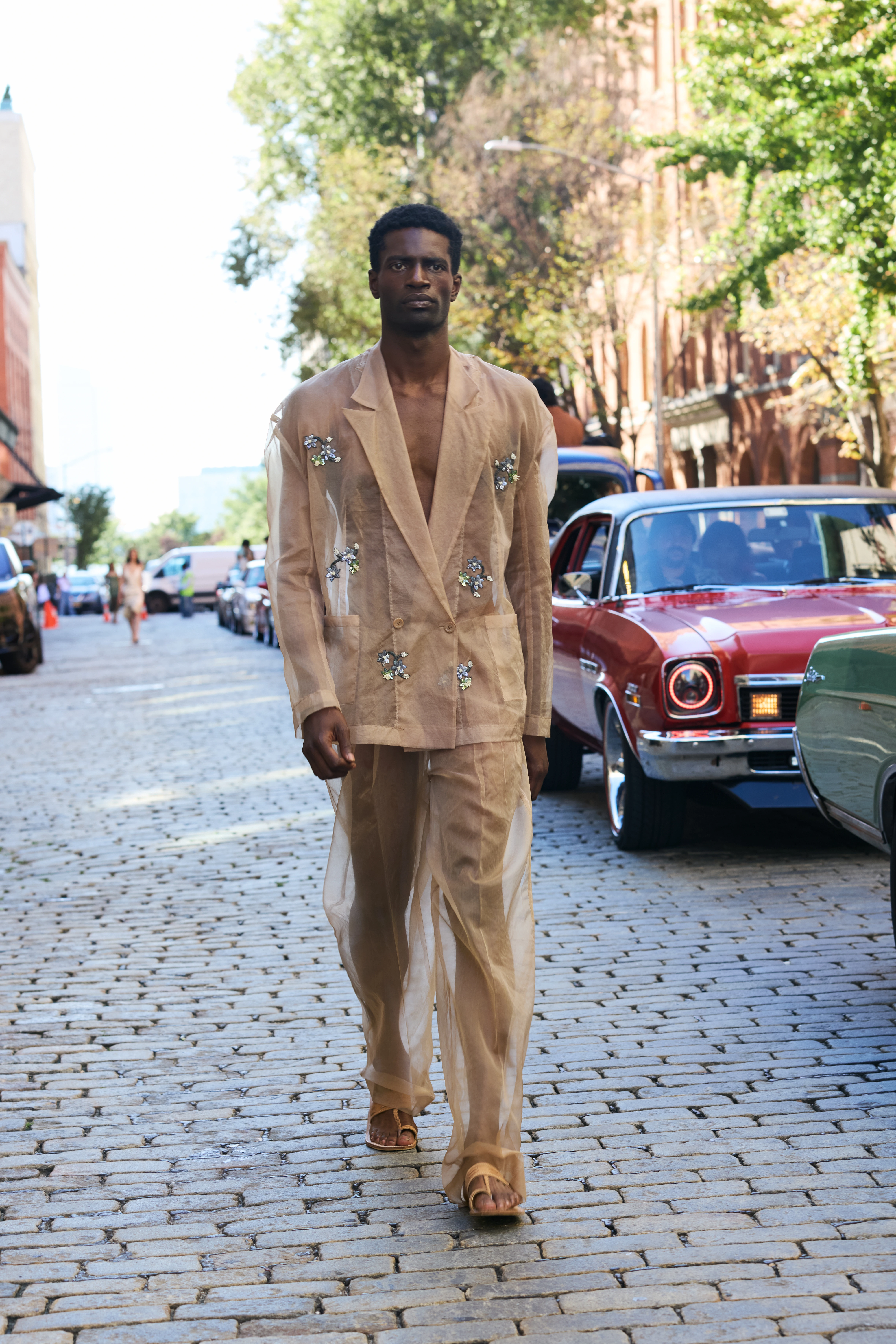 A sheer suit look from CCC's Fall-Winter 2026 collection. Photo courtesy of the brand